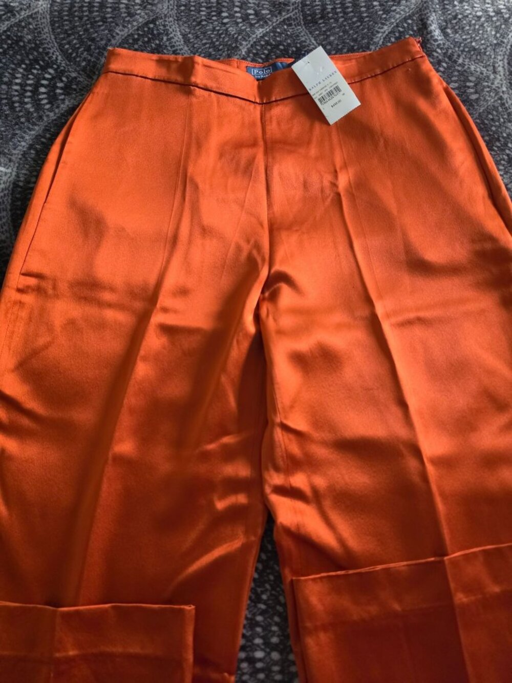 Polo Ralph Lauren Womens Orange/Shedron Pure mulberry Silk Pants Size 2 - Picture 3 of 16